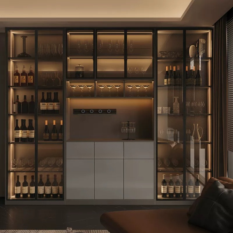 Glass Cabinet Display - Leicht luxuriöser italienischer Esszimmer-Weinschrank, moderner, schlichter