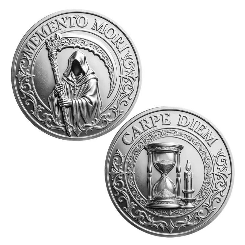 Token Coin Mechanism - Memento Mori Carpe Diem Sensenmann Sanduhr
