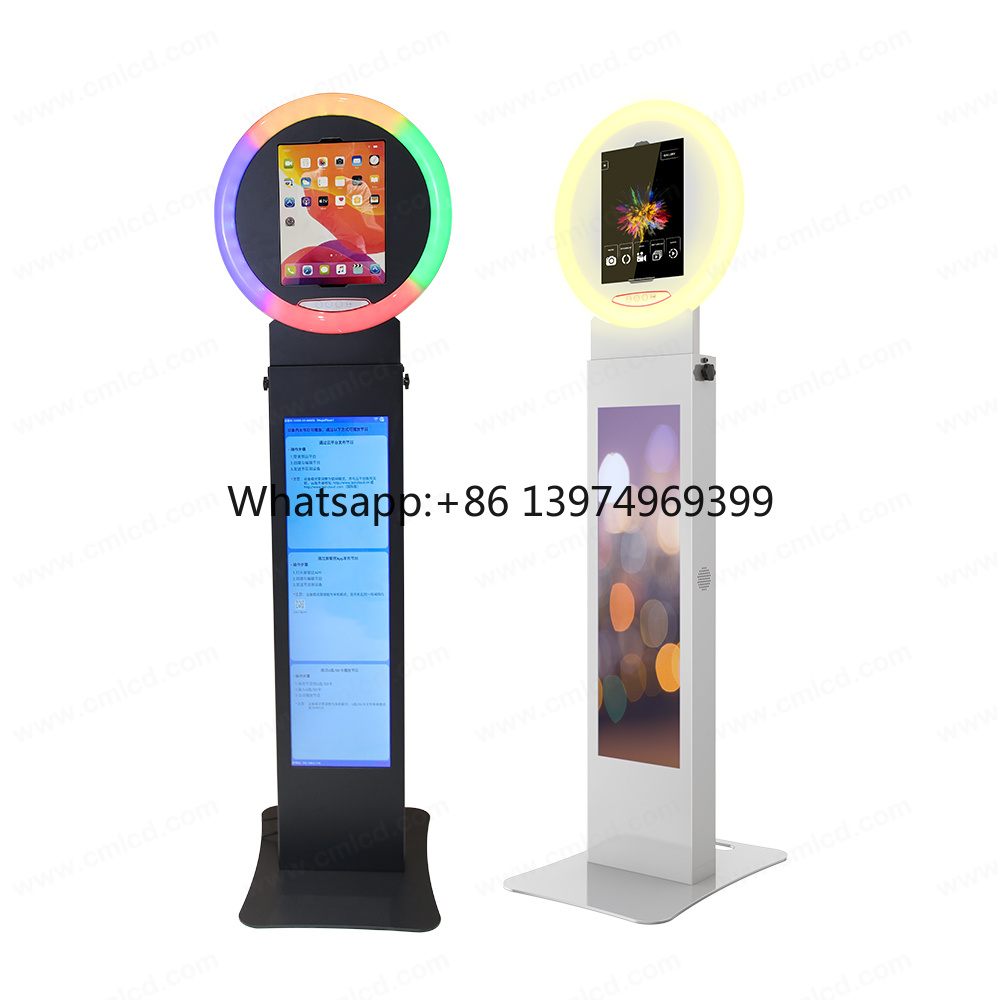 Photo Booth Machine - Die 10,9-Zoll-iPad-Fotobox mit 29-Zoll-LCD-Werbebildschirmen, tragbare 12,9-Zoll-iPad-Pro-LED-Licht-Fotobox