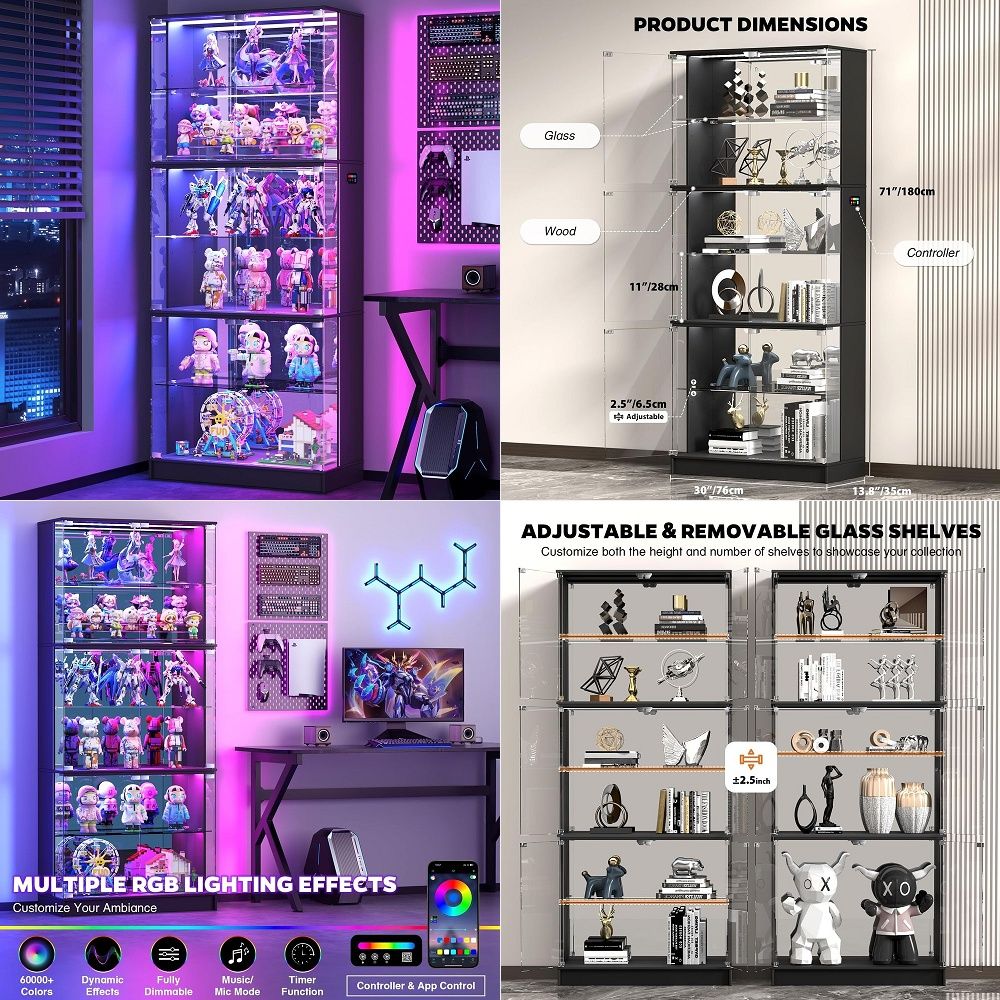 Vitrine mit Glastüren, 6-stufi – Glass Cabinet Display Bewertung und Preis