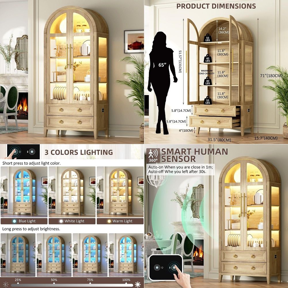 71-Zoll-Bogenvitrine mit Glast – Glass Cabinet Display Bewertung und Preis