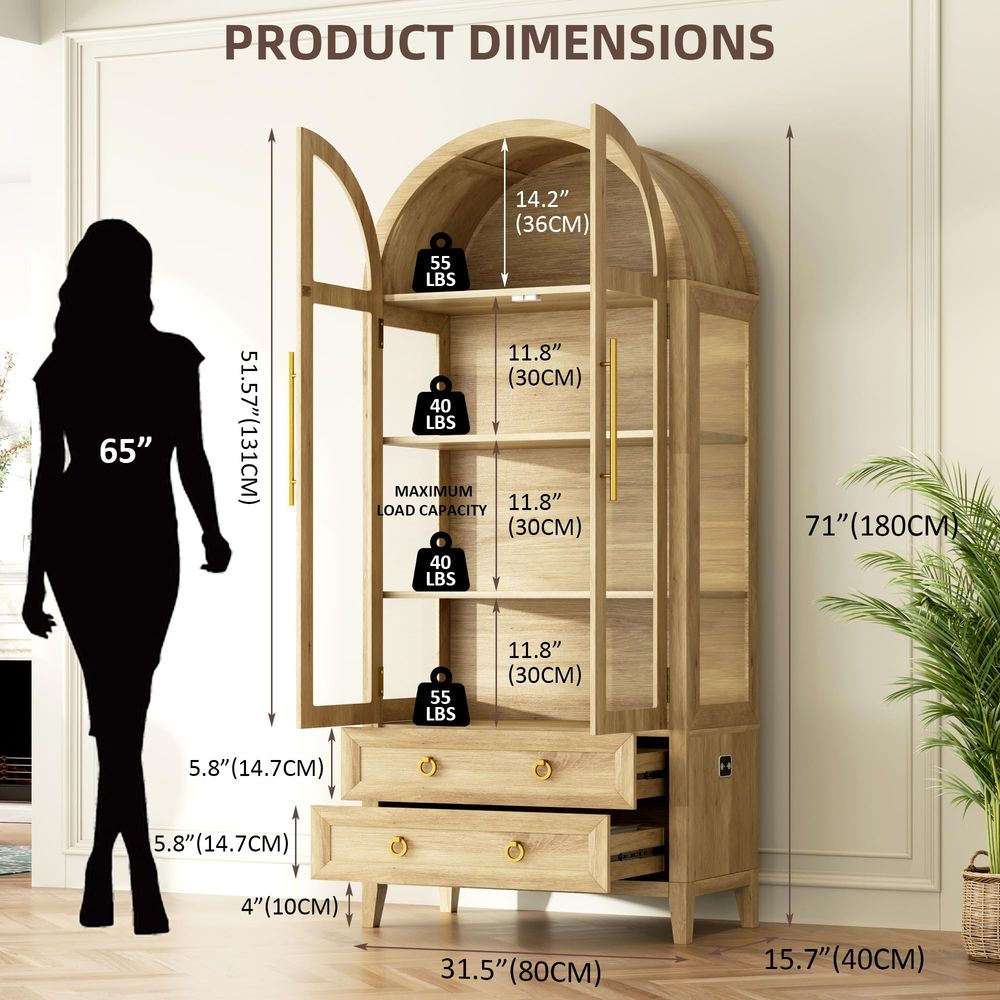 71-Zoll-Bogenvitrine mit Glast – Glass Cabinet Display Bewertung und Preis