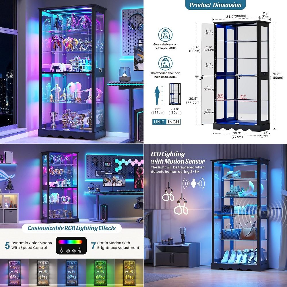 Vitrine mit Glastüren, 6-stufi – Glass Cabinet Display Bewertung und Preis